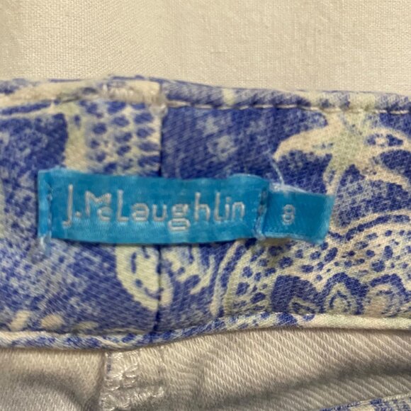 J. McLaughlin Lexi Blue White Mini Buenavista Jean Size 8 - Picture 2 of 10